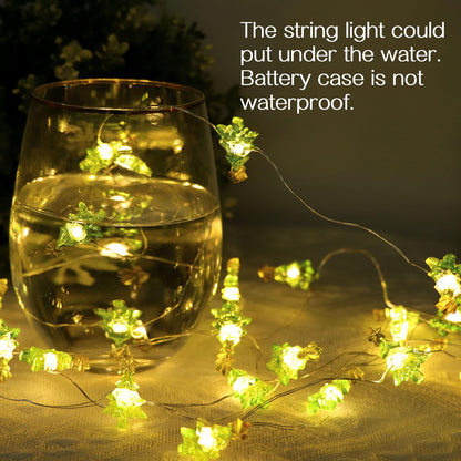 Elsqolro Christmas Tree LED String Lights, 10ft, 30 LEDs, Battery Operated, Copper Wire, Waterproof, Green, Indoor/Outdoor Decor