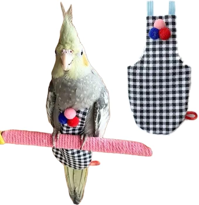 Bird Flight Suits Diapers, Parrot Flight Suits Diapers for Monk Parakeets, Cockatiels Flight Suits, Parrot Clothes, Bird Training Nappy Suit Liners Clothes (Black,Green-cheeked Conure)