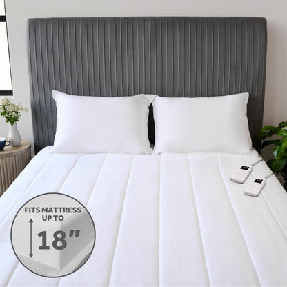 Sunbeam Premium Quilted Electric Heated Mattress Pad Twin 39" x 75" - 12 Heat Settings, 12-Hour Selectable Auto Shut-Off, Fast Heating, Warming Bed, Machine Washable, Extra-Soft Warm Cozy
