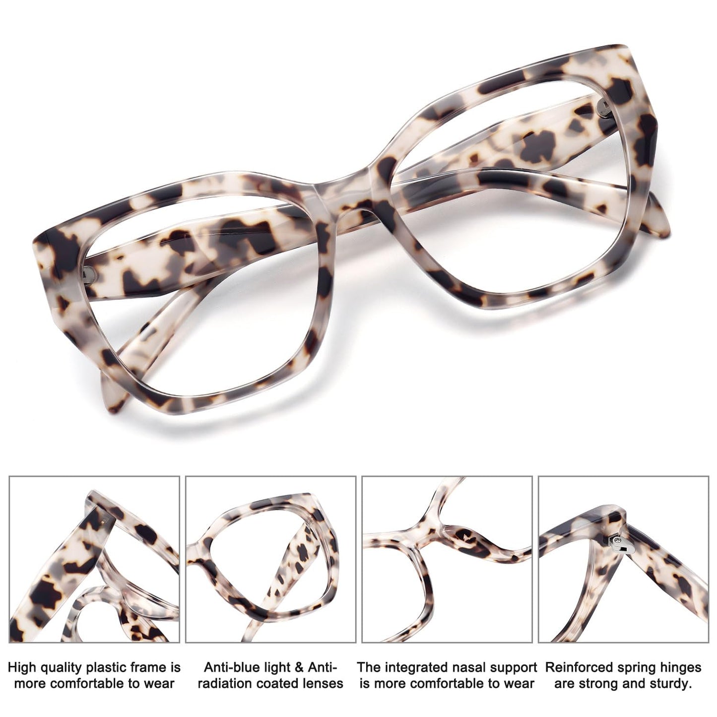 MEETSUN Blue Light Blocking Glasses for Women Men Cateye Vintage Square Anti Blue Light Glasses UV Ray Computer Gaming Glasses(Cream Tortoise)
