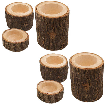 Yikko Wooden Tea Light Candle Holders, Personalized Wooden Votive Tealight Holder for Wedding Centerpieces for Table, Wedding |Birthday Party |Valentine's Day |Home Decoration - Set of 6