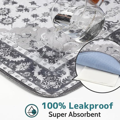 Washable Pee Pads for Dogs, 2 Pack Reusable Puppy Training Pads 40"x26" Super Absorbent Waterproof Dog Training Pads, Non-Slip Potty Pads, Whelping Pads Litter Mat Light Grey Medallion