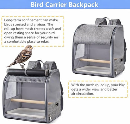 Bird Backpack Carrier,Bird Travel Cage with Standing Perch and Removable Tray,for Small Birds Parrot Parakeet,2,38 * 24 * 31cm