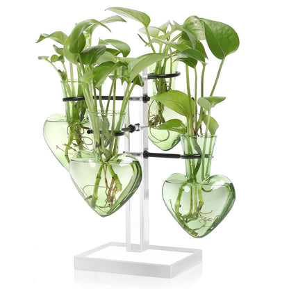 YYHglass Clear Plants Propagation Stations Terrarium Kit Birthday Gift for Women for Indoor Home Office Decor Acrylic Plant Accessories - 4 Love Hear Vase
