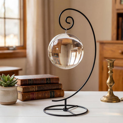 LEIFIDE 12 Pcs Ornament Display Stand 11 Inch Black Metal Stand for Hanging Glass Globe Terrariums, Witch Ball Festivals Wedding Ornament and Home Office Party Decor(Spiral)