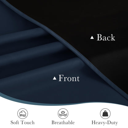 PONY DANCE Navy Blue Back Door Curtains for Door Window, 100% Blackout Dual Rod Pocket Privacy French Curtain for Kitchen, Thermal Insulated Small Window Drapes for Classroom, W25 x L40, 1 Panel