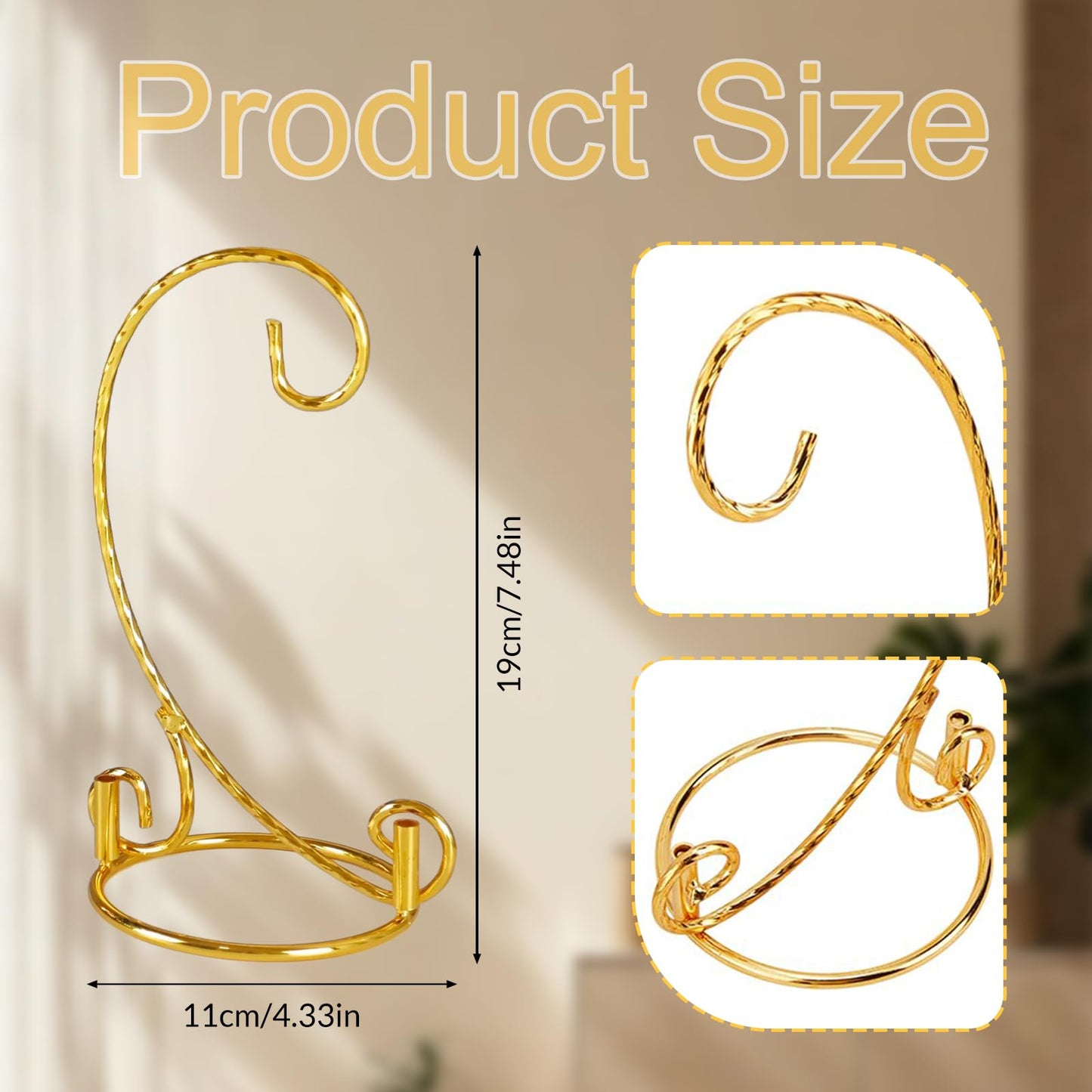 Plmmwd 2 Pcs Ornament Display Stand - Small Twisted Ornament Hanger Stand Holder Hanging Terrarium Holder Plants Witch Ball Wedding Party Ornaments Perfect for Home and Office Decor Gold 7.5" H