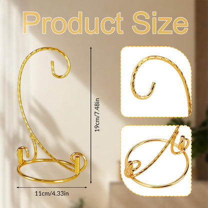Plmmwd 2 Pcs Ornament Display Stand - Small Twisted Ornament Hanger Stand Holder Hanging Terrarium Holder Plants Witch Ball Wedding Party Ornaments Perfect for Home and Office Decor Gold 7.5" H