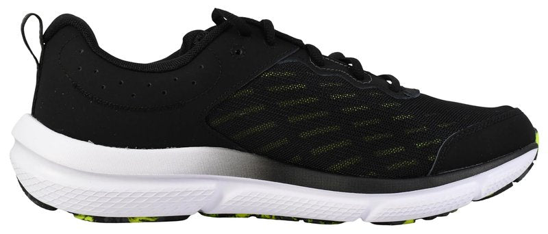 Under Armour Men's Charged Assert 10 Shoes, (004) Black/Black/High Vis Yellow, 14 X-Wide