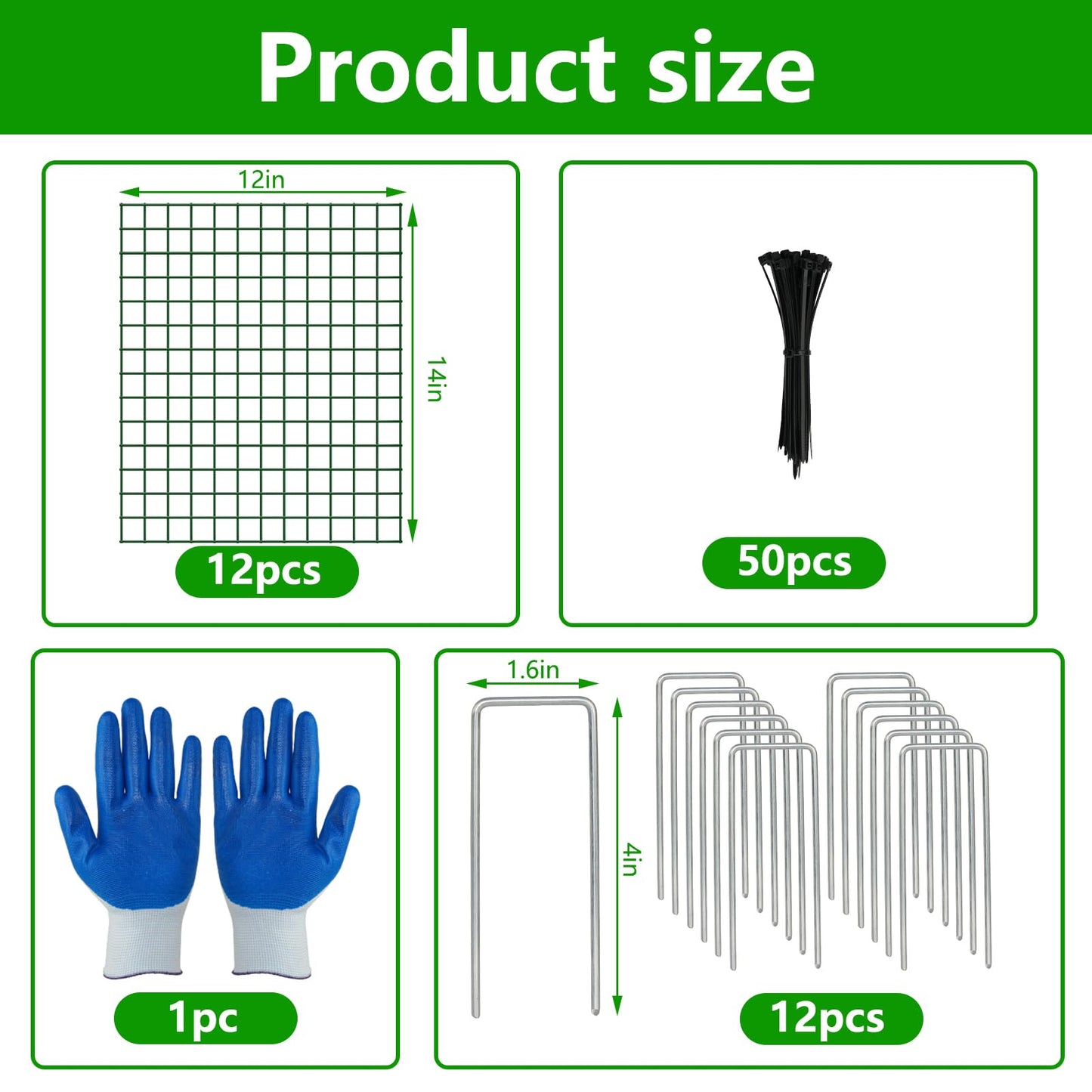 4 Pack Plant Protectors from Animals, 12''x14'' Metal Plant Cages for Outdoor Plants, Garden Plant Protector with Stakes & Zip Ties, Keep Rabbits Squirrels Out, Plant Cage for Flowers Vegetables