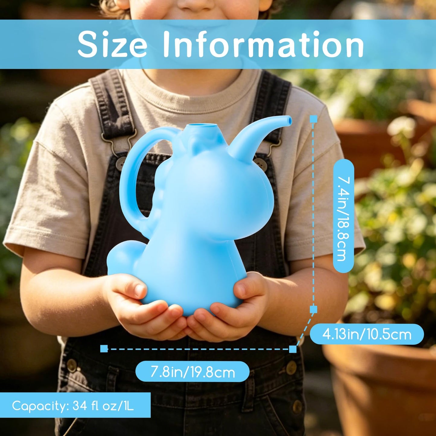XXXFLOWER Unicorns Indoor Watering Can, 1 L Cute Animal Water Cans, Novelty Unicorns Shape Watering Pot for Office House Indoor Garden（Blue）