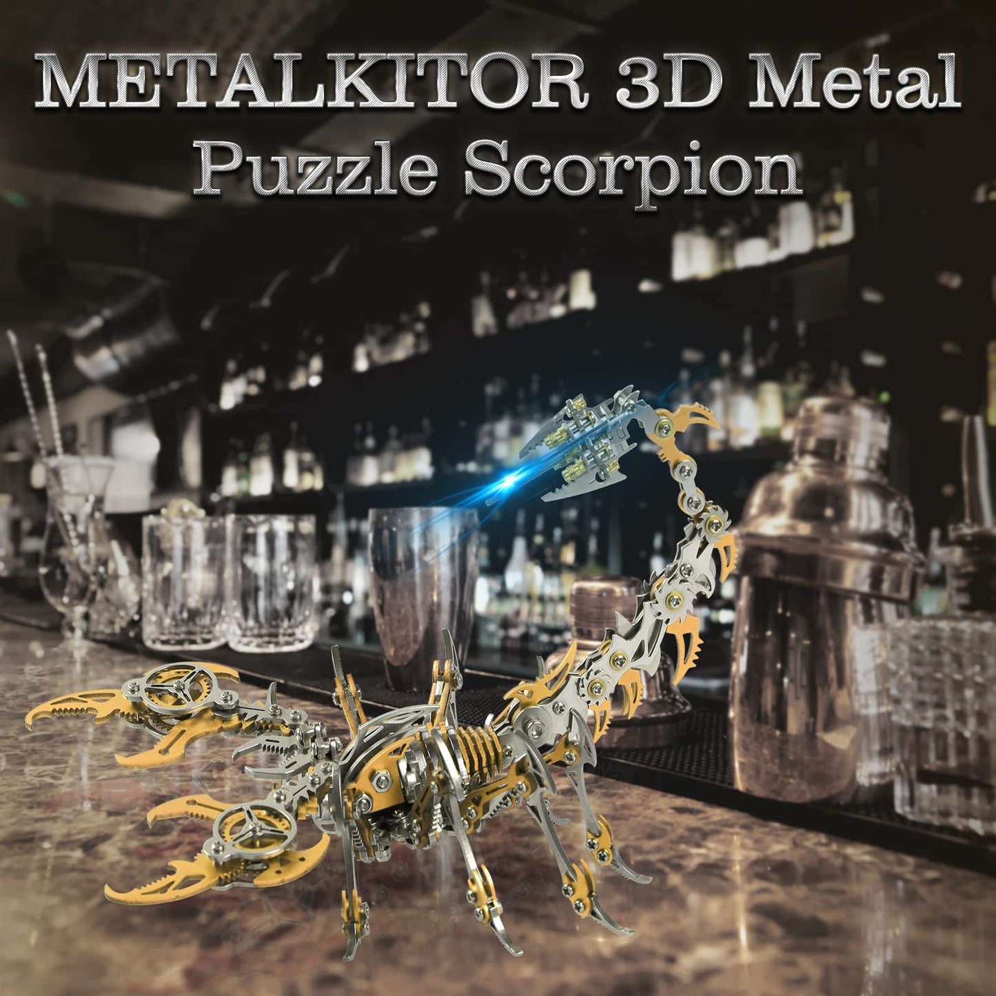 Metalkitor Scorpion 3D Metal Puzzles Kits for Adults Teens – 454 Pcs – Mechanical Assembly Models – 4 Hours to Build – Ideal for Gifts and Decorations (Golden)