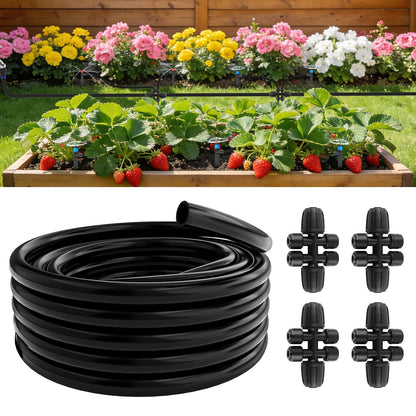 Compact Programmable Solar Automatic Plant Waterer Kit Work with Indoor Outdoor,Self Watering Drip Irrigation Pump Indoor/Outdoor Vacation Free (50FT 5/16" Main Tube Kit)