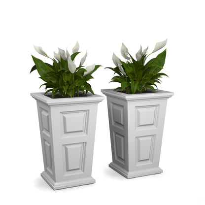 Mayne Wyndham 24-Inch Tall Planter, 2-Pack – Self-Watering, Weather-Resistant Planter for Flowers – Durable Indoor/Outdoor Design for Patio, Porch, or Entryway