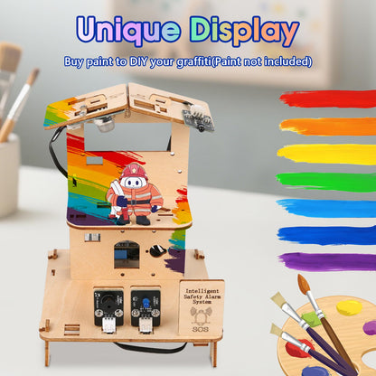 5-in-1 ESP32 STEM Kits for Kids Age 8-12, Wooden 3D Puzzle Toys Smart Home School Educational Science Building Kit for Students, Engineering Model Kits Birthday Gift Craft for Teen Boys Girls