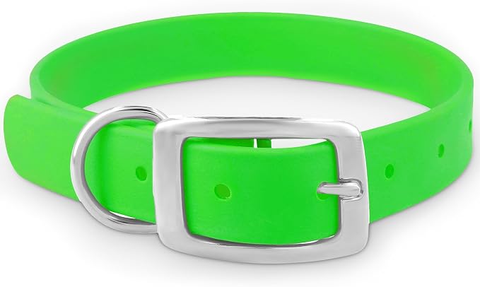 Regal Dog Products Small Light Green Dog Collar with Heavy Duty Double Buckle & D Ring | Vinyl Coated, Custom Fit, Adjustable Biothane Dog Collar Chew Resistant Waterproof Collar for Dogs