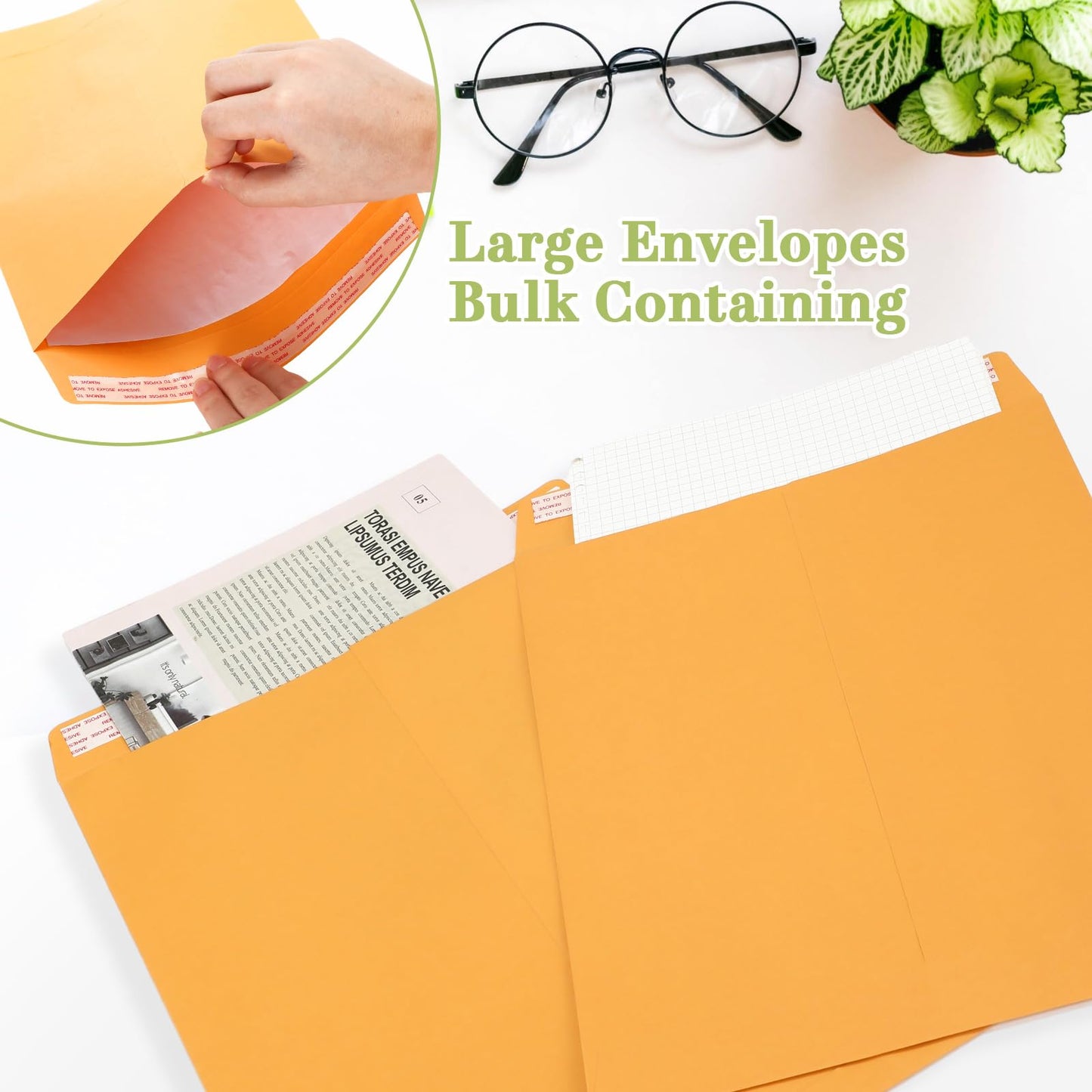 Chivertion 100 Pcs 3 Sizes Catalog Mailing Envelopes, Peel and Seal, Anti Tear Kraft Paper Printable Catalog Envelope for Filing, Storing or Mailing Documents, 6 x 9 In, 9 x 12 In, 10 x 13 In (Yellow)