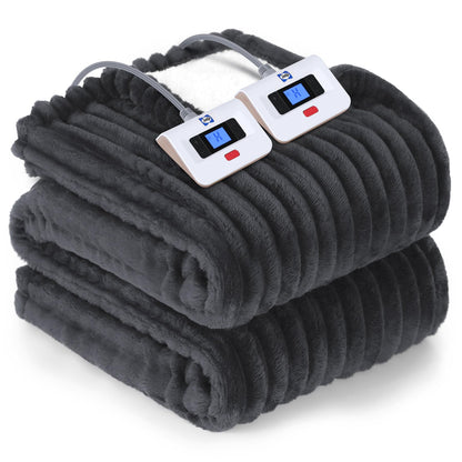 SEALY Electric Blanket Full Size, Soft Ribbed Flannel to Sherpa Reversible Heated Blanket with 10 Heat Settings & 1-12 Hours Auto-Off Overheat Protection, Machine Washable, 72"x84" Beige