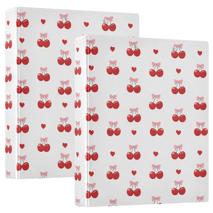 Red Cherry Bowknot Ring Binders 1.5 Blue Whtie Pink Bow 3 Ring Clipboard Binder for Office School Work Supplies File Folder 200 Sheet Capacity Easy Open