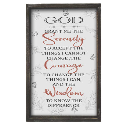 Buecasa Farmhouse God Serenity Prayer Wall Decor Sign - Religious Bible Verse Wall Art with Rustic Solid Wood Frame16x9.5 Inches Vertical
