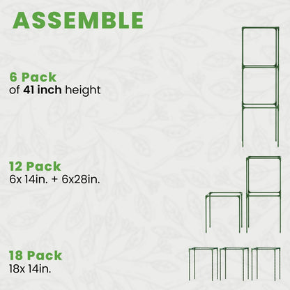 Tomato Cage Square - Large Trellis Stakes and Plant Support Structures for Vegetables and Climbing Plants - Tall Tomato Cages for Garden, Pots, Raised Garden Bed Outdoor Supplies (6 Pack - Up to 41"+