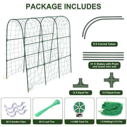 Cucumber Trellis for Raised Bed,U-Shape Garden Trellis for Climbing Plants Outdoor, Metal Arch Trellis for Vegetables, Plant Support for Vine,Tomato, Pea (Green, 49.6" L×30" W×47.2" H)