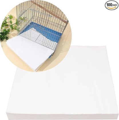 100 Sheets Bird Cage Liner Papers, Disposable Bird Cage Paper Liners, Cuttable Pet Animal Cages Cushion, Precut Absorbent Bird Paper for Bird Parrot Small Animal, 12.2'' X 17.3''