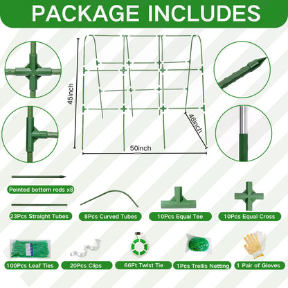 Cucumber Trellis for Raised Beds - 48"x30"x48"Sturdy Arch Trellis for Peas, Beans & Climbing Plants | Outdoor Vegetable Support, Garden Trellis Kit