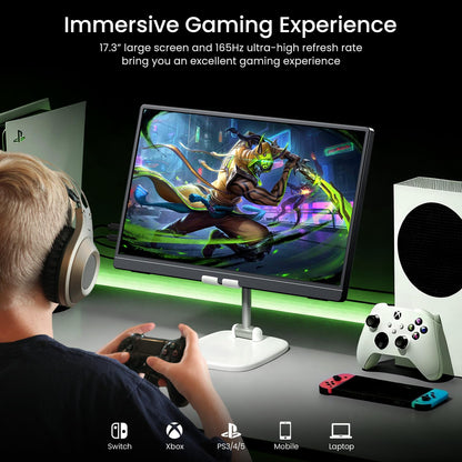VILVA Portable-Monitor-for-Laptop 17.3'' 2.5K QHD 165Hz Gaming Display, Ultra-Slim Metal Body, Built-in Stand, USB-C HDMI External Monitor for Laptop, PC, PS5, Xbox, Switch