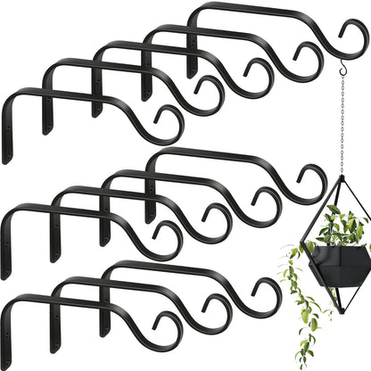 12 Pack Hanging Plant Bracket 7.3 Inches Metal Hook Decorative Straight Hanger for Bird Feeders, Wind Chimes, Flower Baskets, Planters Indoor Outdoor Wall