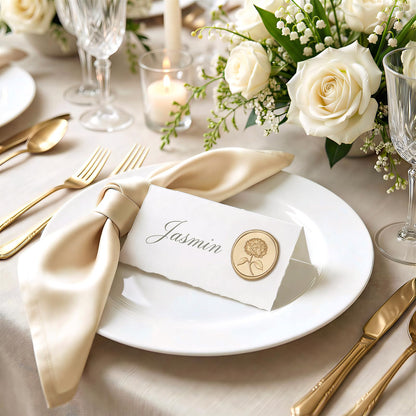 UNIQOOO Wax Seal Stickers - 3D Hydrangea Floral Wedding Invitation Envelope Seal Stickers, 50 Pcs Self- Adhesive Light Gold Stickers, Perfect for Invitation, Christmas, Gift Wrapping
