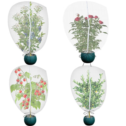 Gardtree 4PCS 2.2 x 3.2 FT Small Garden Plant Netting Covers with Double Zipper & Drawstring – Potted Plant Mesh Cover for Strawberries, Herbs & Flowers – Reusable Anti-Squirrel Barrier