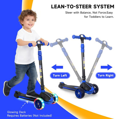 Nattork Kids Scooter for Age 3-8, Toddler Scooter with 4 Adjustable Height for Boys & Girls, Light Up 3-Wheels Foldable Kick Scooter, Lean to Steer, 120LB Weight Capacity