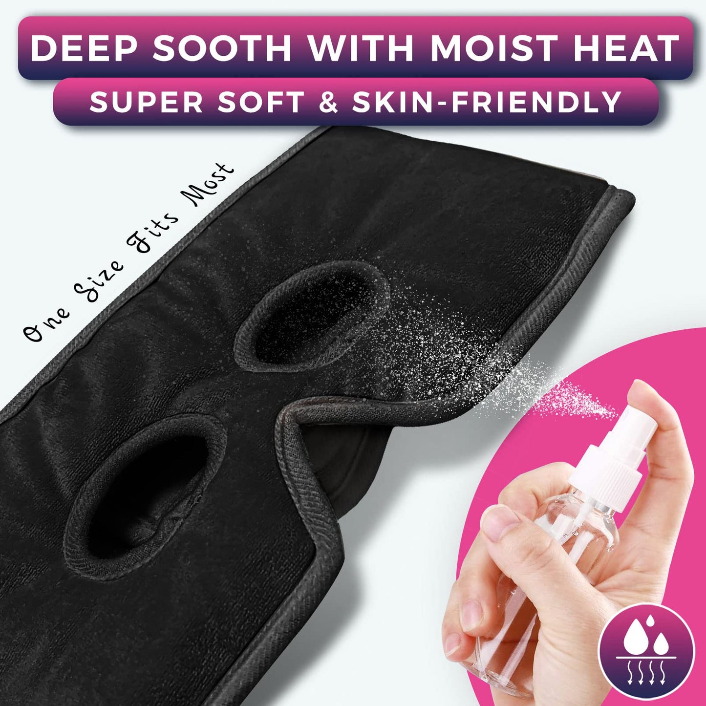 Moist Heat Sinus Pressure Relief Mask with 3 Heat Settings, Extra Large Face Heating Pad for Eyes, Sinusitis, Hormone Migraine, Tension Headache Relief Black