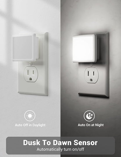 JandCase LED Night Light, Night Light Plug into Wall with Light Sensors[4 Pack], 5000K Daylight, Small Nightlight for Kids Bathroom,Hallway,Dinning Room,Kitchen