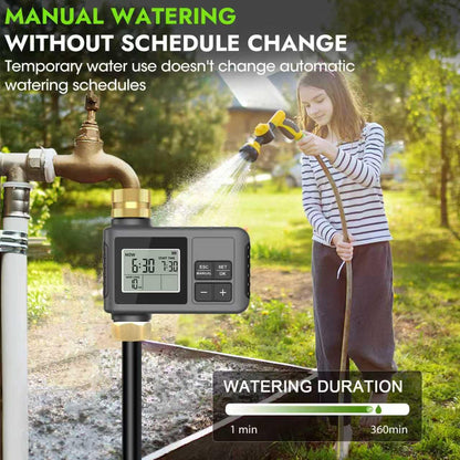 120 Ft Drip Irrigation System with Smart Water Timer – Automatic Garden Watering Kit with Solid Brass Metal Connectors, 360° Adjustable Nozzles & Bendable Tubing for Garden, Greenhouse & Lawn