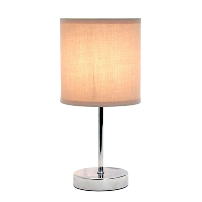 Simple Designs LT1195-GRY 11.81" Subtle Sparkle Basic Chrome Mini Table Lamp, for Living Room, Bedroom, Office, Gray Beige Shade