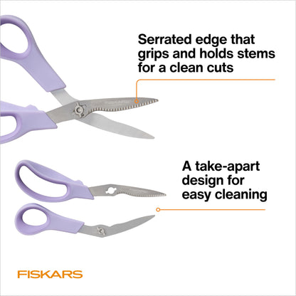 Fiskars 2-Piece Pruning & Veggie Shears Set, Explore Collection Garden Tool Kit, Bypass Pruner for Light Trimming, Vegetable Shears with Serrated Stainless Steel Blades for Harvesting Flowers & Herbs