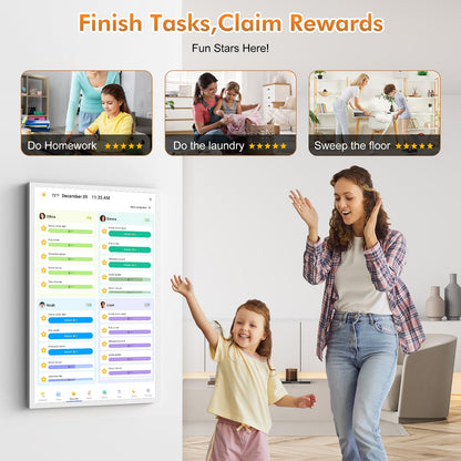 24" Smart Calendar Digital Chore-Chart-for-Planner - Touchscreen Display Electronic Calendar for Family Schedules, 32GB, Auto-Sync Google iCloud Outlook Calendars, Wall Mounted Household Organization