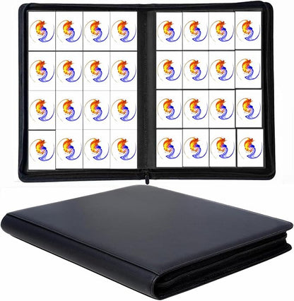 Trading Card Binder 16 Pocket, 1664 Pockets Ringless PU Cover Card Collection Binder, Double Sided Card Binder Collector Album, Card Folder for MTG, TCG, Sports Cards, Game Card (Black, 16Pockets)
