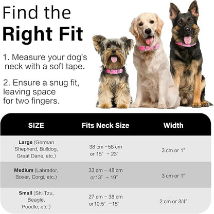4.2FT Dog Collar and Leash Set, PVC Waterproof Adjustable Odor Proof Pet Collars Leashes, Easy to Clean, Surface 3D Cube Effect, Dog Leash for Small Dogs, Pink