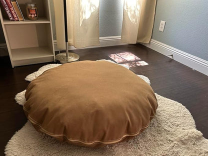 Round 100% Cotton Canvas Dog Bed Cover: Washable, Durable, Eco-Friendly, Multiple Colors, XS-XXL, Made in USA (Medium Brown, X Small 18 Inches)