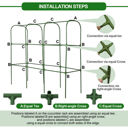 Garden Cucumber Trellis for Climbing Plants, Outdoor Metal Garden Arch Trellis, Plant Support for Vegetables Tomato Trellis Raised Garden Bed (Green, 47.2" Lx21.6 WX47.2 H-M)
