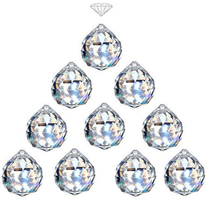 MerryNine 40mm Clear Crystal Ball Prism Sunshine Catcher Rainbow Pendants Maker, Hanging Crystals Prisms for Windows, for Feng Shui, for Gift(40mm/1.57" 10pack)