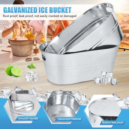 OBTANIM 4 Pack 4 Gallon Galvanized Ice Buckets Metal Champagne Drink Cooler Storage Ice Tub with Handles for Beer Cocktails Wine Beverage Home Parties Bar Cooling Supplies