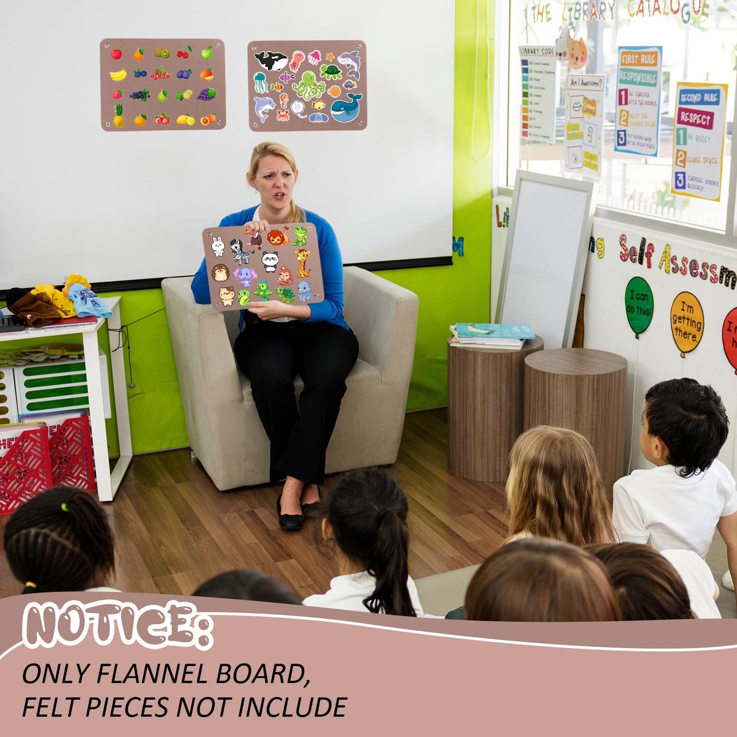 Yunsailing 4 Pieces Felt Board for Toddlers Classroom Flannel Board Stories for Preschool Homeschooling, Kids Felt Story Activity Wall Hanging Children Birthday Gifts, 11.8 x 15.75 Inch (Camel)