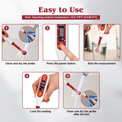 GIDIGI Salinity Meter Food Digital Salt Tester Portable Salinometer Reader Measure Salt in Fermenting Hot Soup Cooking Water Salty Food Liquid EC TDS Meter Hydrometer for Lab Water Test Aquaculture