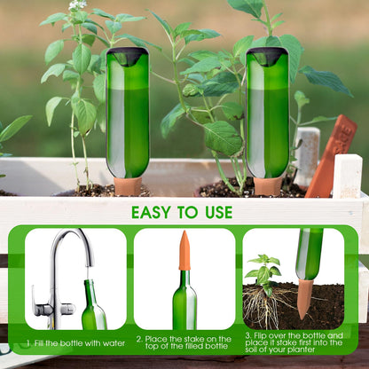 APPD Terracotta Watering Stakes10 Pack Automatic Plants Watering Devices Terracotta Self Watering Spikes for Wine Bottles Great for Indoor & Outdoor Plants