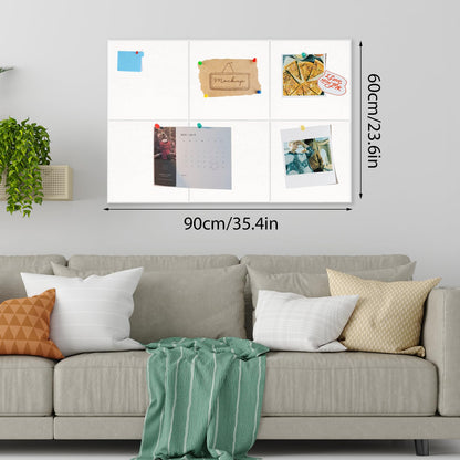 Thboxes Large Cork Board 36" x 24", 6 Pack Felt Bulletin Board with 30 Pushpins, Cork Boards Alternative with Self-Adhesive Strips, Felt Wall Tiles Pin Board for Wall Office Home School Decor-White
