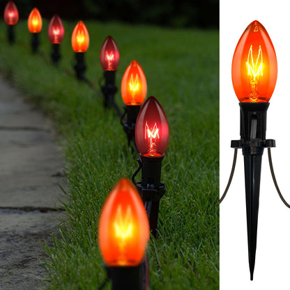 SUNSGNE C9 Orange and Black Halloween Pathway Lights Outdoor, Set of 10 Halloween Stake Lights, Connectable Pathway Markers Light for Walkway Party Driveway Lighting Decor
